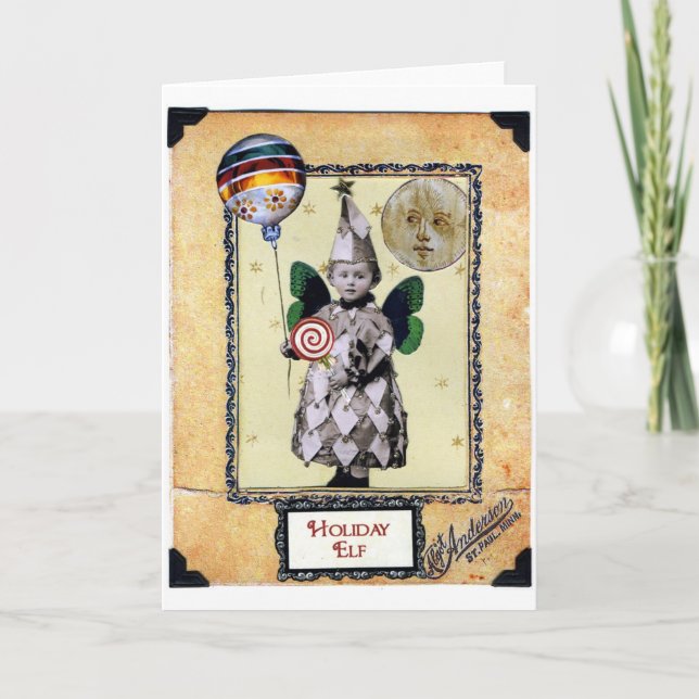 Tarjeta Festiva Duende del día de fiesta (Anverso)