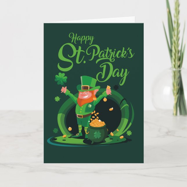 Tarjeta Festiva Duende del Día de San Patricio Feliz (Anverso)