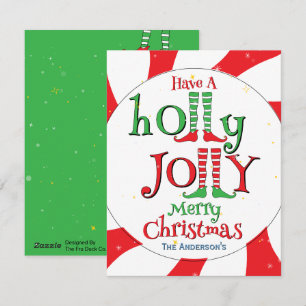 Tarjeta Festiva Duende Navideño Festivo Alegre Glamuroso