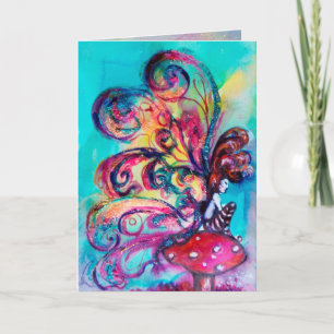 Tarjeta Festiva Duende pequeño de hongos