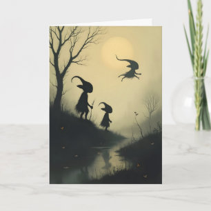 Tarjeta Festiva Duende Volador Halloween