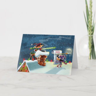 Tarjeta Festiva Duendes del tejado