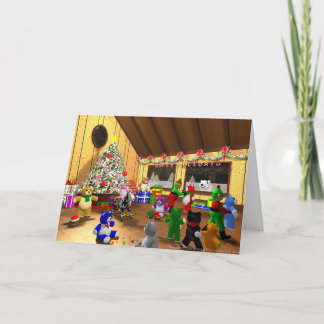 Tarjeta Festiva Duendes y osos