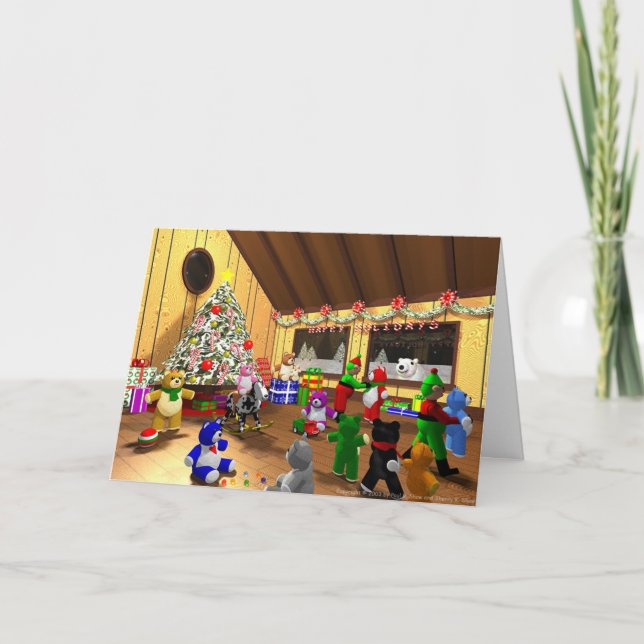 Tarjeta Festiva Duendes y osos (Anverso)