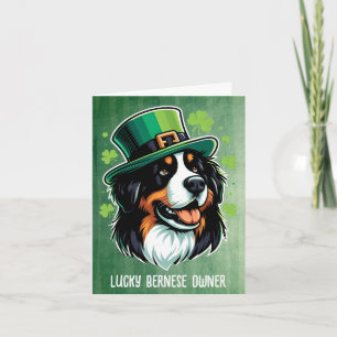 Tarjeta Festiva Dueño Afortunado de Perro Bernés Feliz Día de San 