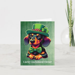 Tarjeta Festiva Dueño afortunado de perro Dachshund Feliz día de S
