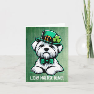Tarjeta Festiva Dueño afortunado de perro maltés Feliz día de San 
