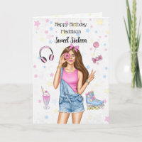 Dulce 16 Brunette Roller Chica Feliz Cumpleaños Ta