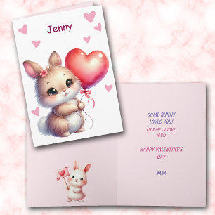 Tarjeta Festiva Dulce algún conejito te ama San Valentín