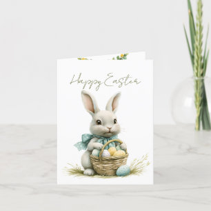 Tarjeta Festiva Dulce Bunny Watercolor Floral Pascua