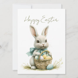 Tarjeta Festiva Dulce Bunny Watercolor Floral Pascua