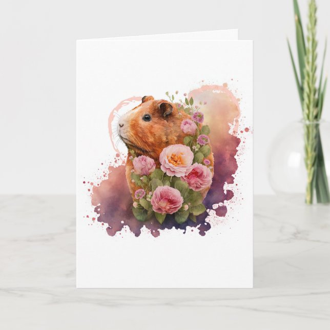 Tarjeta Festiva Dulce cerdo guineano en El día de San Valentín de  (Anverso)