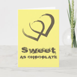 Tarjeta Festiva Dulce como Corazón de Chocolate Amarillo Día de Sa