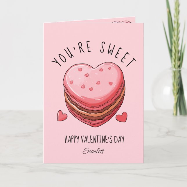 Tarjeta Festiva Dulce Día de San Valentín Macarons Cookie (Anverso)