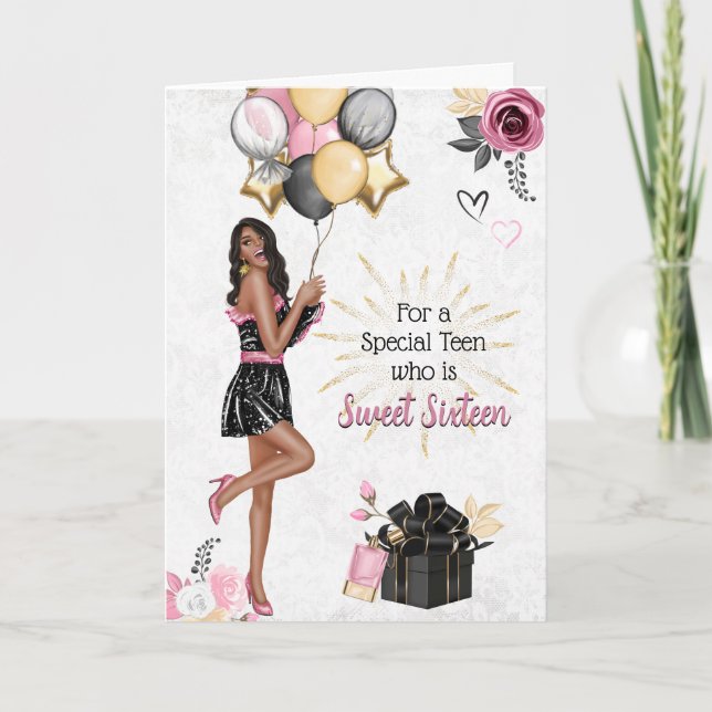 Tarjeta Festiva Dulce Dieciséis Chicas Feliz Cumpleaños Card (Anverso)