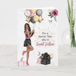 Tarjeta Festiva Dulce Dieciséis Chicas Feliz Cumpleaños Card