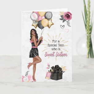 Tarjeta Festiva Dulce Dieciséis Chicas Feliz Cumpleaños Card
