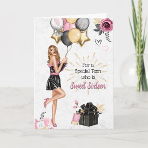 Tarjeta Festiva Dulce Dieciséis Chicas Feliz Cumpleaños Card