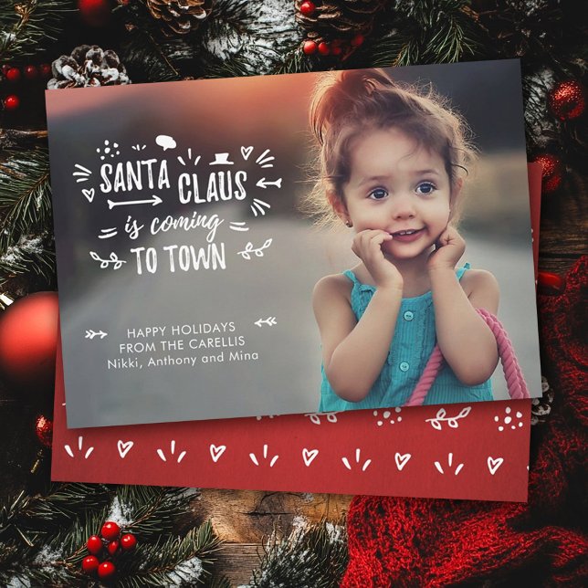 Tarjeta Festiva Dulce Diversión Santa Claus se acerca Foto manuscr (Subido por el creador)