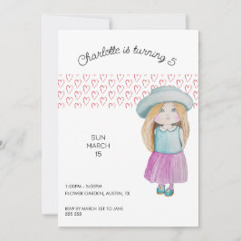 Tarjeta Festiva Dulce Doll Watercolor Pintado a mano