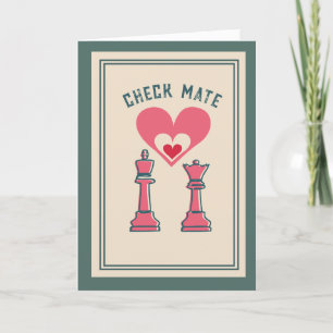 Tarjeta Festiva Dulce dulce retro Funny Checkmate El día de San Va