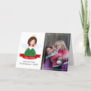 Tarjeta Festiva Dulce familia de ángel felices fiestas foto