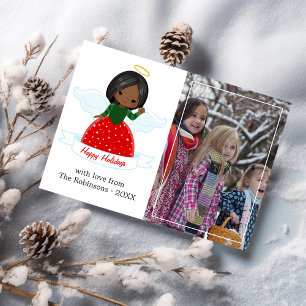 Tarjeta Festiva Dulce familia de ángel felices fiestas foto