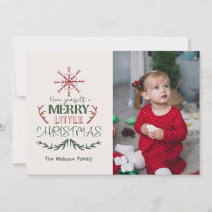 Tarjeta Festiva Dulce Familia Moderna 2 Fotos Feliz Pequeña Navida