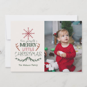 Tarjeta Festiva Dulce Familia Moderna 2 Fotos Feliz Pequeña Navida