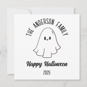 Tarjeta Festiva Dulce Fantasma de Halloween Nombre Personalizado A