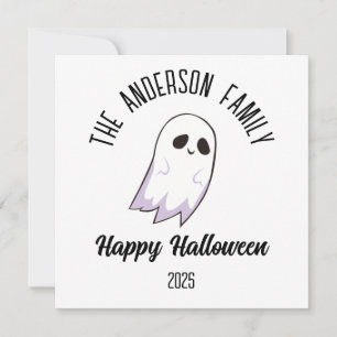 Tarjeta Festiva Dulce Fantasma de Halloween Nombre Personalizado A