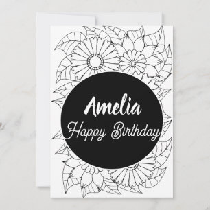 Tarjeta Festiva Dulce fiesta de cumpleaños adulto floral para colo