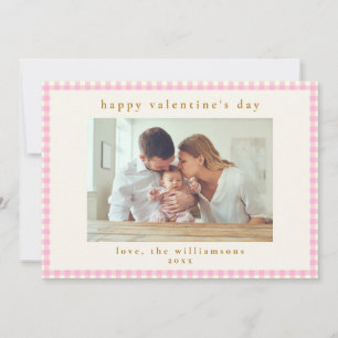Tarjeta Festiva Dulce Foto de Cuadros Gingham Rosa Día de San Vale