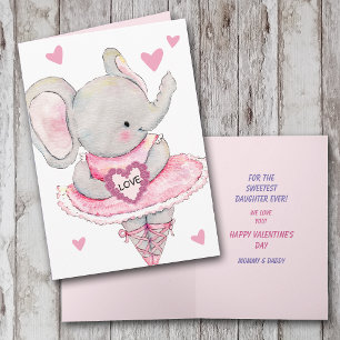 Tarjeta Festiva Dulce Hija Bailando Elefante San Valentín