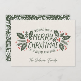 Tarjeta Festiva Dulce Holly Berry Navidades Evergreen no foto