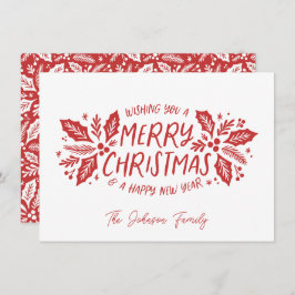 Tarjeta Festiva Dulce Holly Greenery Navidades Red