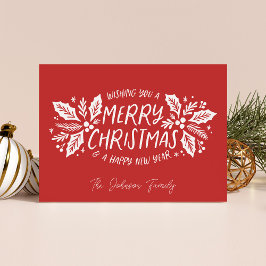 Tarjeta Festiva Dulce Holly Greenery Navidades Red