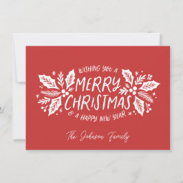 Tarjeta Festiva Dulce Holly Greenery Navidades Red