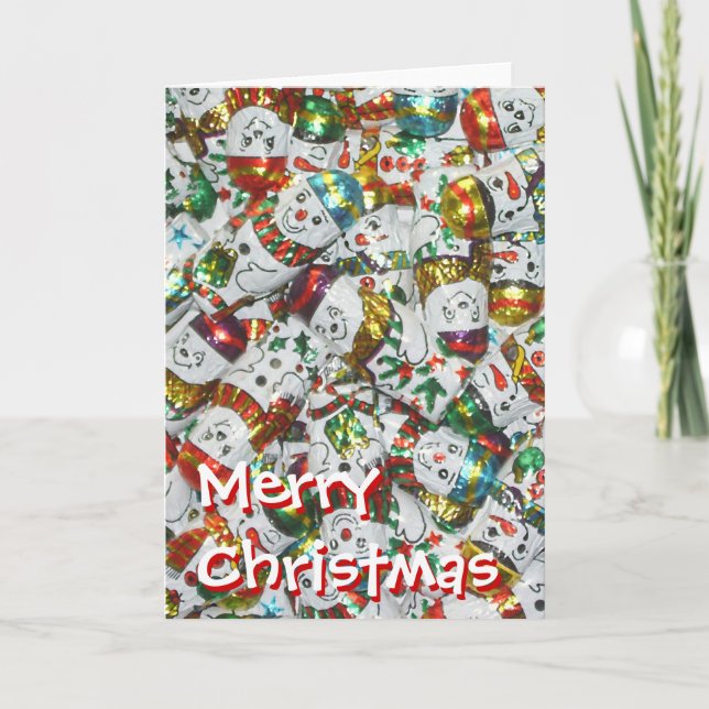 Tarjeta Festiva Dulce hombres de nieve Feliz retrato navideño (Anverso)