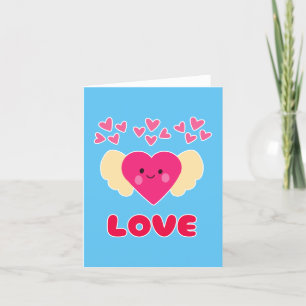 Tarjeta Festiva Dulce Kawaii Corazón De Amor Ángel Feliz Día De Sa