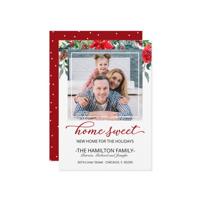 Tarjeta Festiva Dulce Navidades de casa mudándose foto de Invitaci (Anverso/Reverso In Situ)