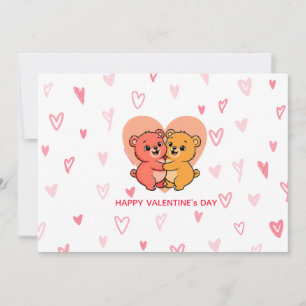 Tarjeta Festiva Dulce Pareja de Ositos Teddy Kawaii Día de San Val