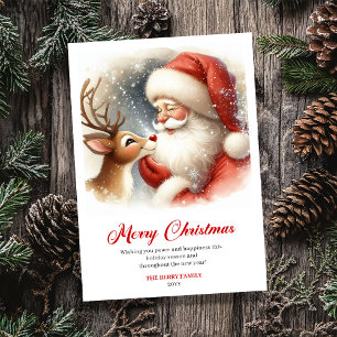 Tarjeta Festiva Dulce Santa Clásico Con Felicitación Navideña De R