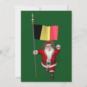 Tarjeta Festiva Dulce Santa Claus Con El Nombre De Bélgica