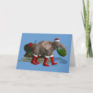 Tarjeta Festiva Dulce Santa Claus Elephant