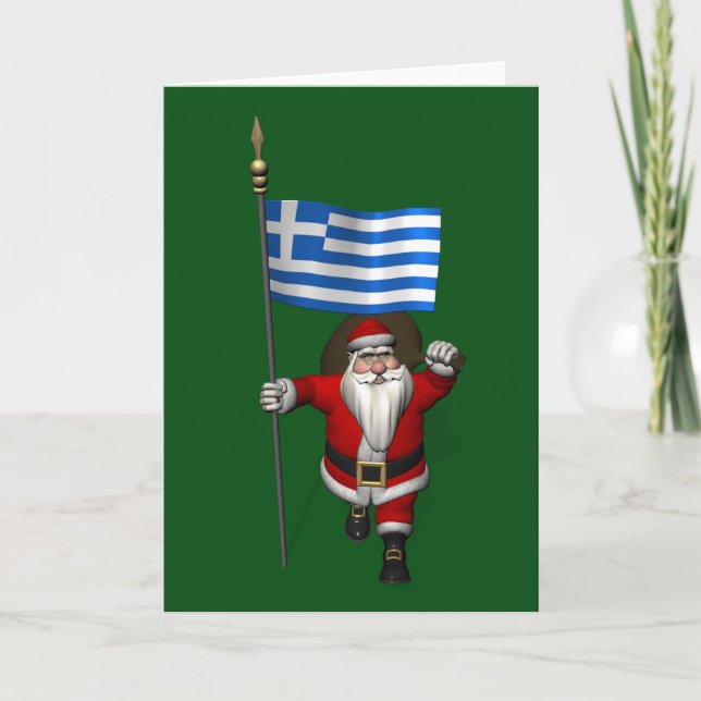 Tarjeta Festiva Dulce Santa Claus visita Grecia (Anverso)