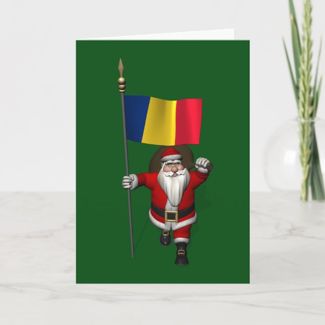 Tarjeta Festiva Dulce Santa Claus visita Rumania (Anverso)