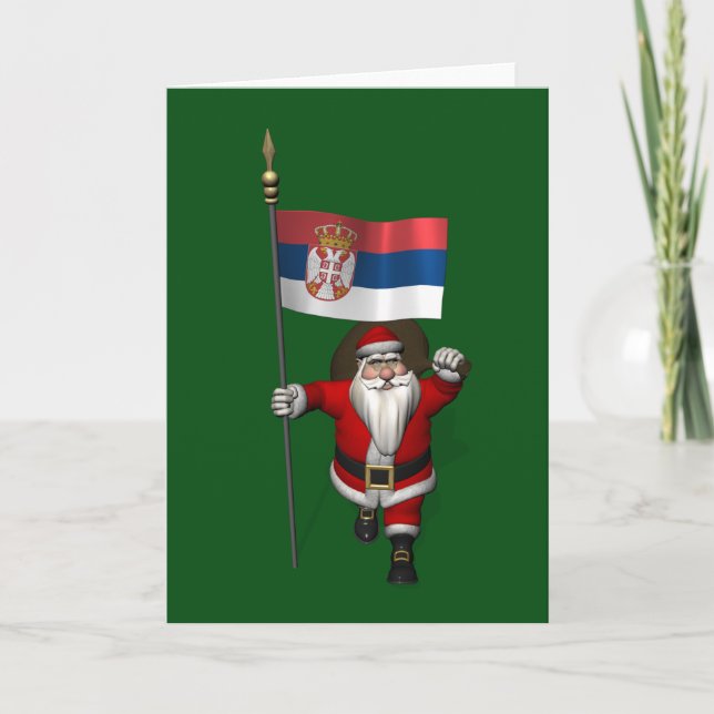 Tarjeta Festiva Dulce Santa Claus visita Serbia (Anverso)