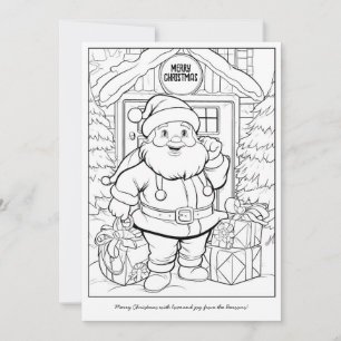 Tarjeta Festiva Dulce Santa en el hogar familiar arte para colorea