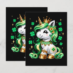 Tarjeta Festiva Dulce Unicornio Trébol Día de San Patricio